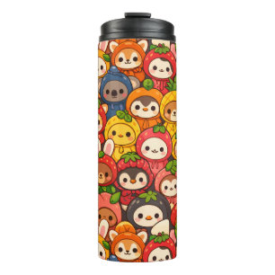 Früchte-Freunde-Parade Süße Tier Chibi Thermosbecher