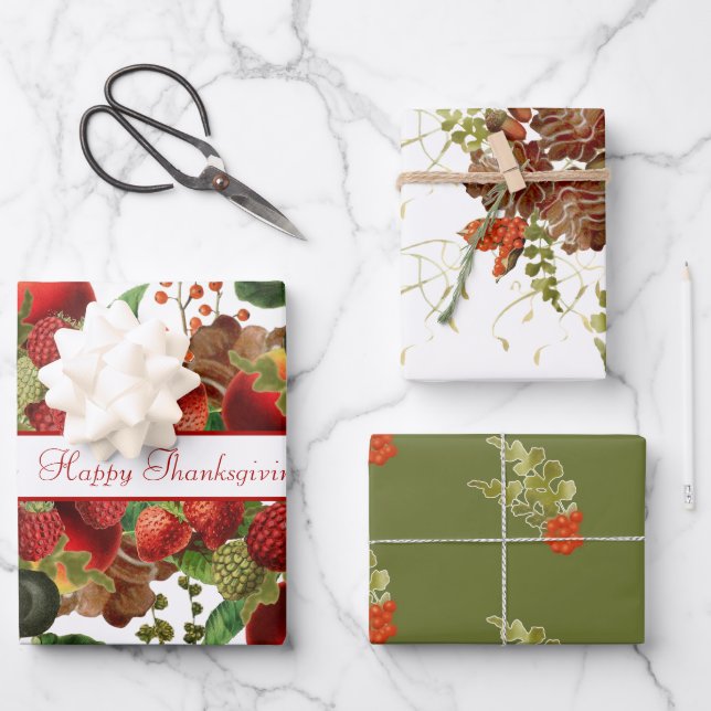 Früchte, Früchte und Pinecones Geschenkpapier Set (Vorderseite)