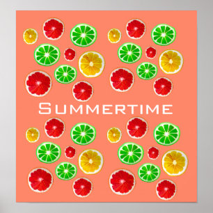 Früchte im Sommer bunt fruchtig Muster Poster