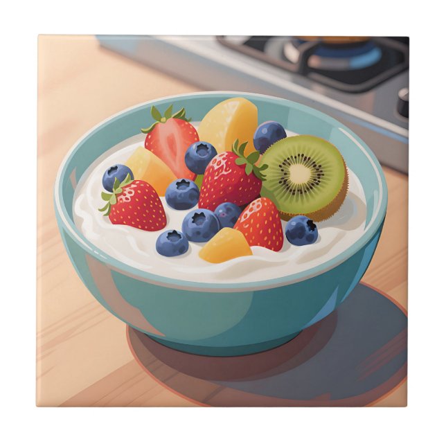 Früchte-Joghurt-Schale Fliese (Vorderseite)