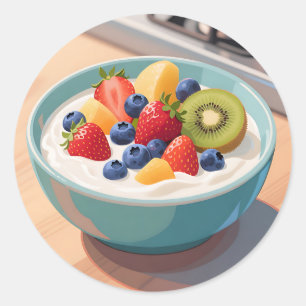 Früchte-Joghurt-Schale Runder Aufkleber