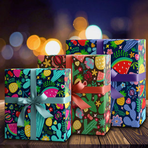 Früchte & Kaktus Botanischer Garten Tropische Näch Geschenkpapier Set