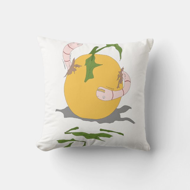 Früchte mit Würmern drehen Kissen (Vorderseite)