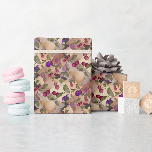 Früchte, Patchwork  Geschenkpapier (Babyparty)