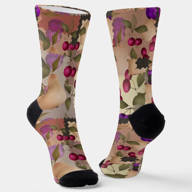 Früchte, Patchwork Socken (Gewinkelt)