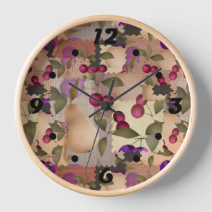 Früchte, Patchwork Uhr