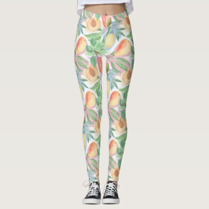 Früchte, Pfirsiche, Birnen, Zitronen, Aquarell Leggings
