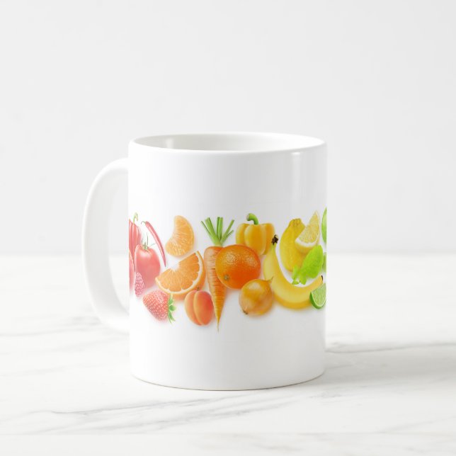 Früchte Regenbogen Kaffeetasse (Vorderseite Links)
