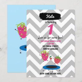 Früchte springen auf Trampolin zum Geburtstag Einl Einladung