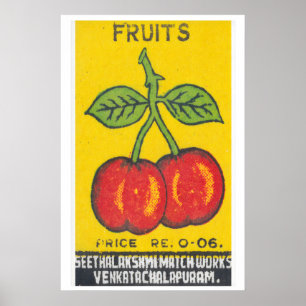 Früchte - Streichholzschachtel Druck - Ästhetische Poster