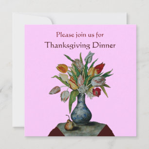 FRÜCHTE/TULIPS Erntedank Abendessen in Rosa Einladung