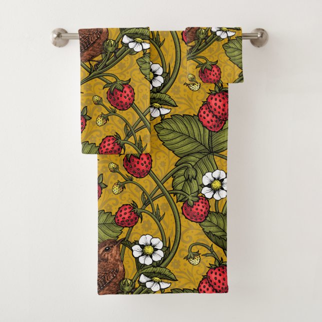 Früchte und Erdbeeren auf Mustrard Badhandtuch Set (Insitu)