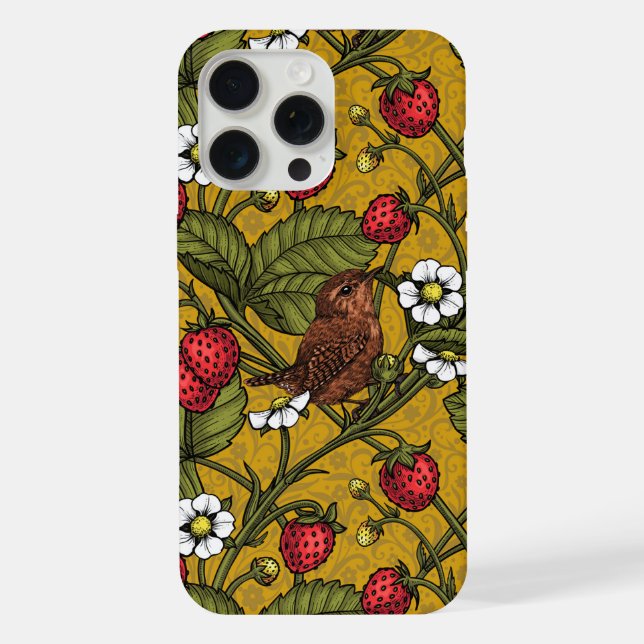 Früchte und Erdbeeren auf Mustrard iPhone 15 Pro Max Hülle (Rückseite)