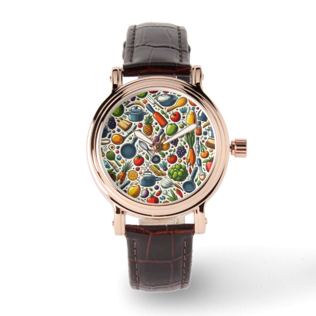 Früchte und Gemüse in der Küche. Armbanduhr (Vorderseite)