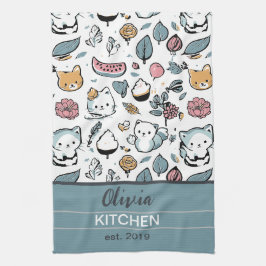 Früchte und Katzen Geschirrtuch