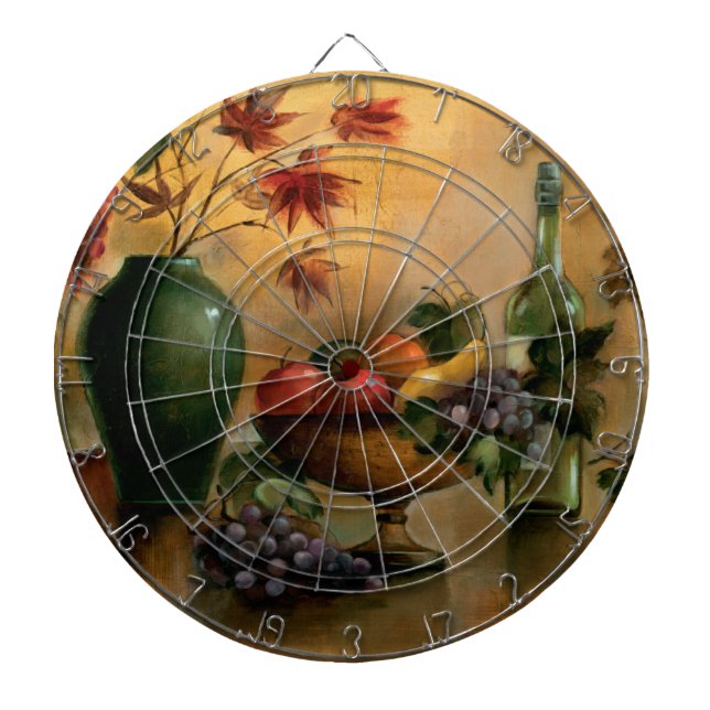 Früchte und Wein mit Herbst-Farben Dartscheibe (vorne)