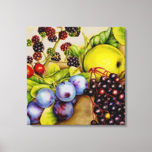 Früchte von der Hedgerowmalerei-Leinwandkunst Leinwanddruck