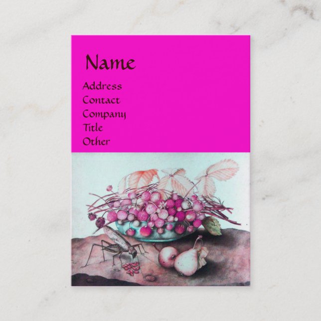 FRUCHTEN/STRAWBERRIES, PEARS Fuchsia Blue Visitenkarte (Vorderseite)