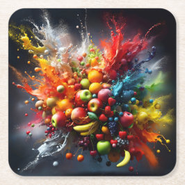 Fruchtexplosion Rechteckiger Pappuntersetzer
