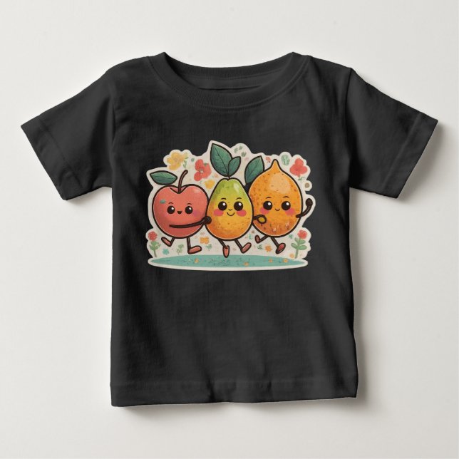 Fruchtfest glücklich fröhliche bunte Tanzfrucht Baby T-shirt (Vorderseite)