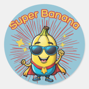 Fruchthero: Super Banana Adventure kawaii Runder Aufkleber