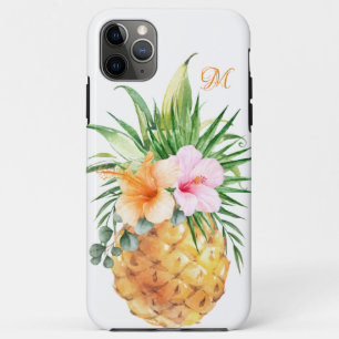 Fruchtige Ananas und Hibiskus mit Monogramm Case-Mate iPhone Hülle