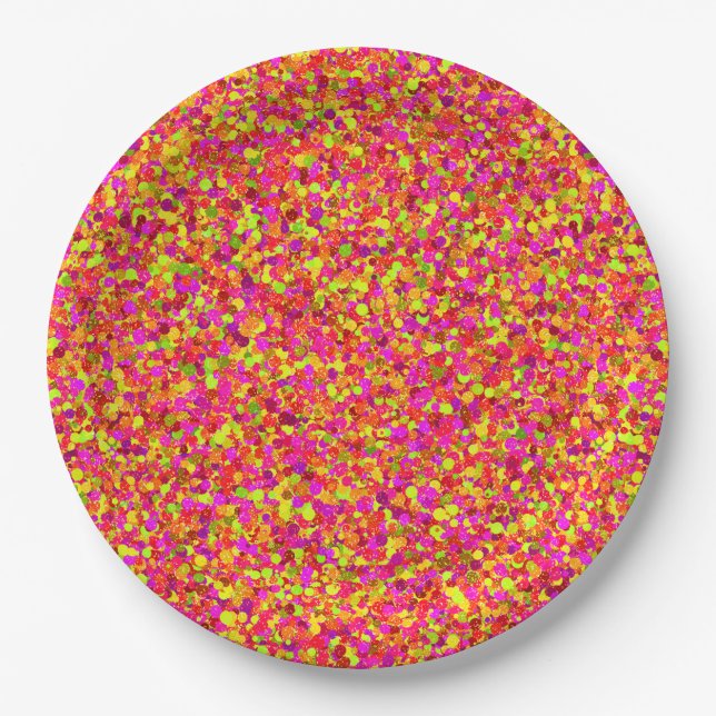 Fruchtige Glitzer Dots-PAPER-TELLER Pappteller (Vorderseite)