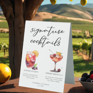 Fruchtige Hochzeits-Signatur-Cocktails-Menü Tischaufsteller