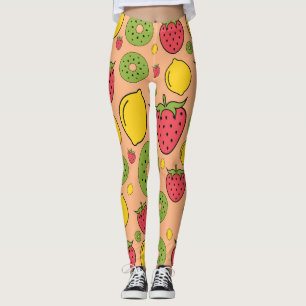 Fruchtige Tapete: Erdbeeren, Zitronen, Kiwis. Leggings