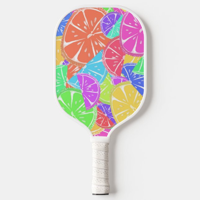 Fruchtige Tutti farbige Fruchtscheiben Pickleball Schläger (Vorderseite)