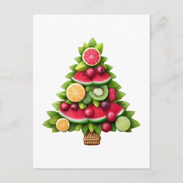 Fruchtige Weihnachtsbaum Gesunde Urlaubsgestaltung Postkarte (Vorderseite)