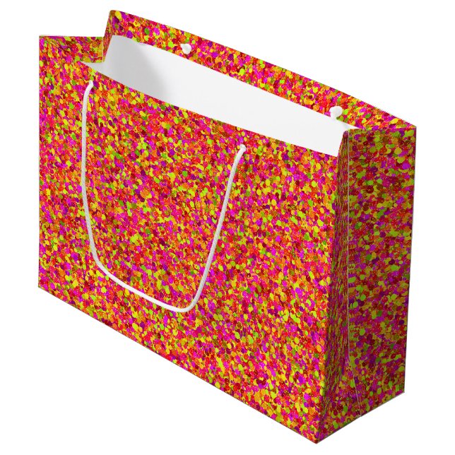 Fruchtiger Glitzer Dots-GIFT BAG L Große Geschenktüte (Vorderseite Schrägansicht)