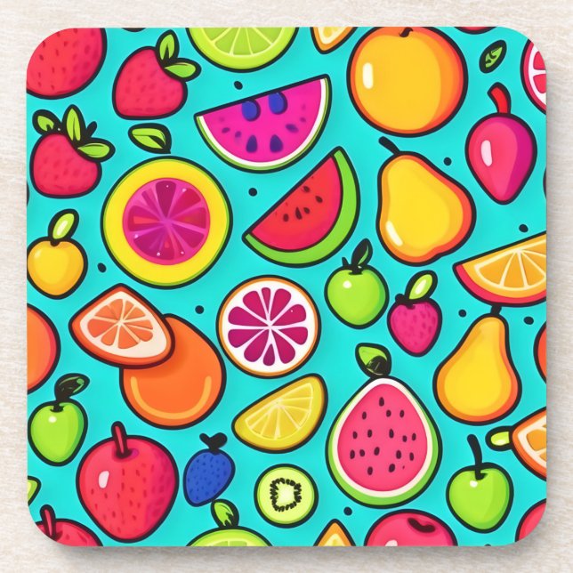 Fruchtiges Delight Pattern Getränkeuntersetzer (Vorderseite)