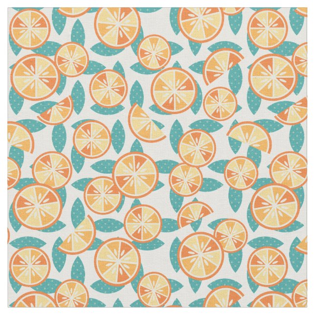 Fruchtiges Retro orange Scheibe-Muster Stoff (Nahaufnahme)