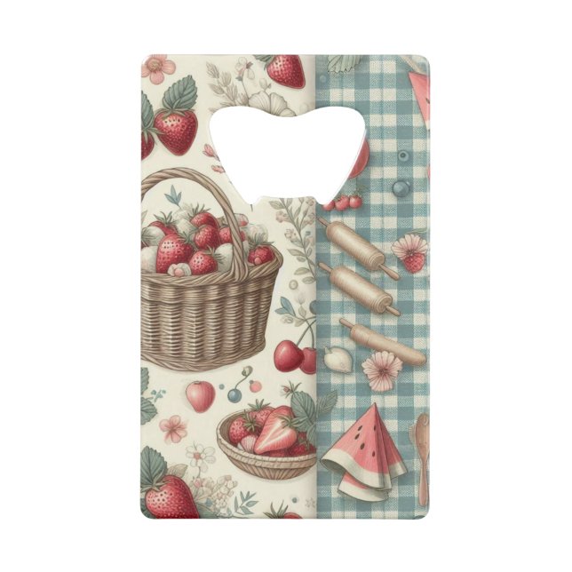 Fruchtkorb Gingham Spaß Geldbeutel Flaschenöffner (Rückseite)