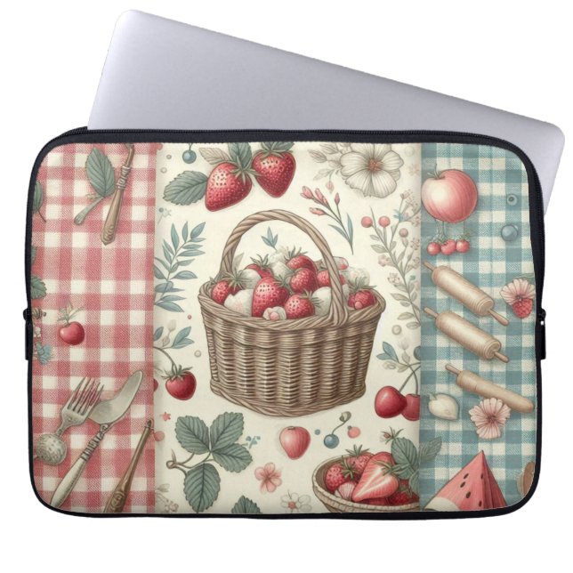 Fruchtkorb Gingham Spaß Laptopschutzhülle (Vorderseite)