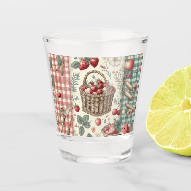 Fruchtkorb Gingham Spaß Schnapsglas (Vorderseite)