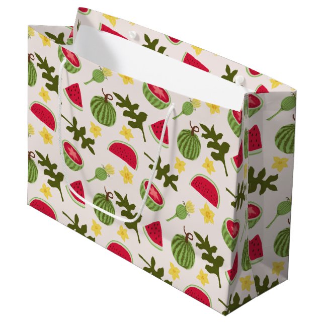 Fruchtkörbe Musterkollektion - Wassermelone Große Geschenktüte (Vorderseite Schrägansicht)