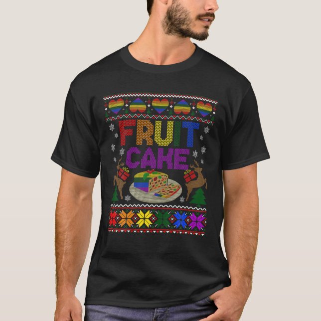 Fruchtkuchen Funny Gay Ugly Weihnachts Sweater LGB T-Shirt (Vorderseite)
