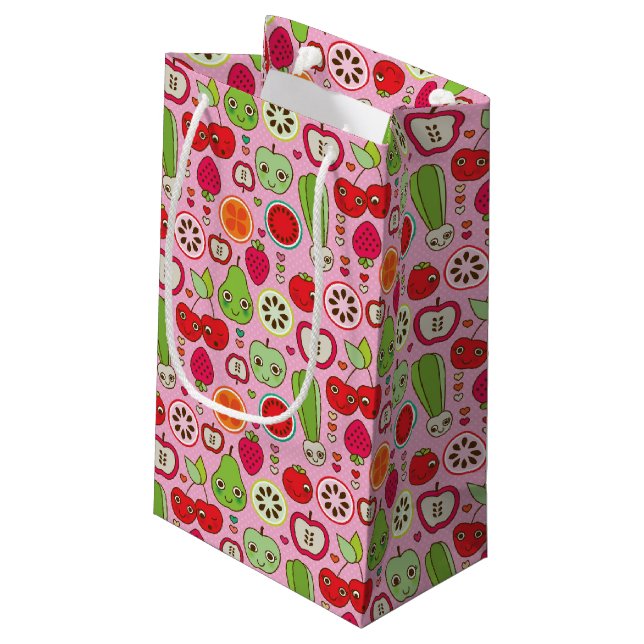 Fruchtküchen-Illustrationsmuster Kleine Geschenktüte (Rückseite Schrägansicht)