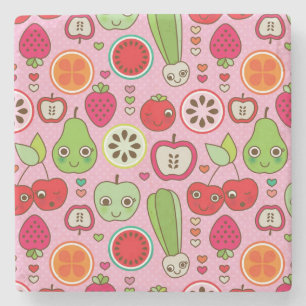 Fruchtküchen-Illustrationsmuster Steinuntersetzer
