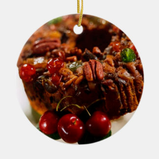 FRUCHTKUCHEN-RUNDE VERZIERUNG KERAMIKORNAMENT