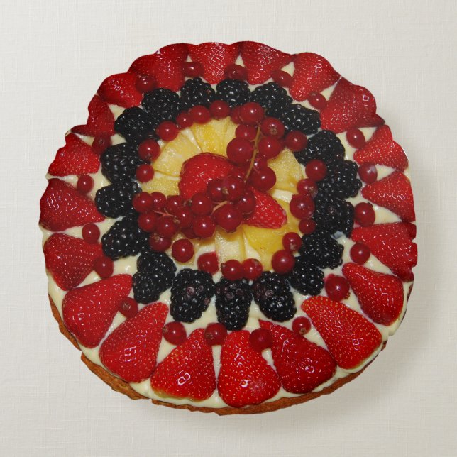 Fruchtkuchenpilz Rundes Kissen (Vorderseite)