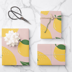 Fruchtmarkt Lemon Print Modern Food Art Abstrakt Geschenkpapier Set