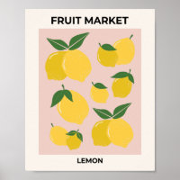Fruchtmarkt Lemon Print Modern Food Art Abstrakt