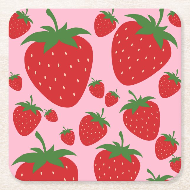 Fruchtmarkt Rosa Erdbeeren Lebensmittel Abstrakt Rechteckiger Pappuntersetzer (Vorderseite)