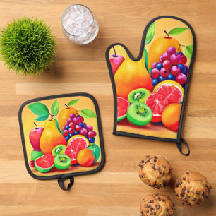 Fruchtmedley Ofenhandschuh & Topflappen-Set