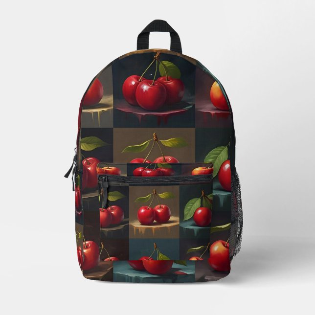 "Fruchtmuse: Kirsche Leinwand" Bedruckter Rucksack (Vorderseite)