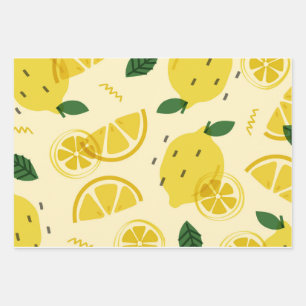 Fruchtmuster: Ananas, Orange und Zitrone Geschenkpapier Set