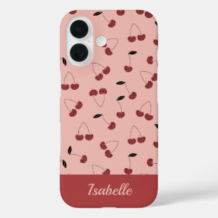 Fruchtmuster aus Polka dot cherry mit individuelle iPhone 16 Hülle